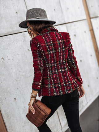 Plaid Long-sleeved Slim-breasted Blazer