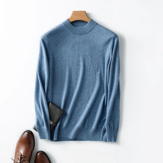 Buy blue Men Cashmere Thin Solid Colored Sweater