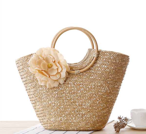 Women Floral Straw Handbag