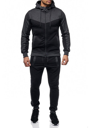 Buy dark-grey Men Casual Hooded Start Sweatshirt Suit