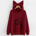 Cat Ears Printed Drawstring Hoodie