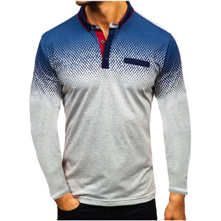 Buy gray Men Long Sleeve Polo Shirt