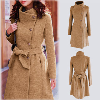 Women Winter Lapel Wool Blazer-Coat