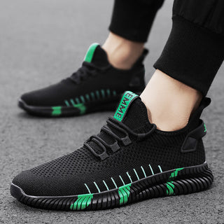 Buy black-green Men Breathable Lightweight Running Shoes