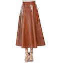 PU Leather Long High Waist Skirt