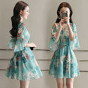 Chiffon Mid-length Flowy Floral Dress