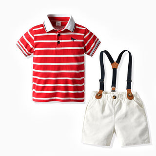 Buy 3361-style Boys&#39; Short-sleeved T-shirt Suspender Pants