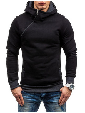 Men Solid Colored Zipper Hoodies