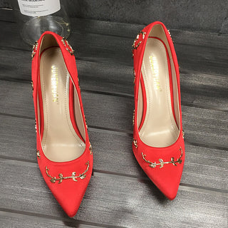 Buy red Stiletto Pointed Floral Clipped High Heels