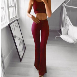 Buy red Women Wide Leg Flared Legging Pants