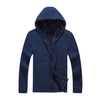 Buy navy-blue Men Plain Zip-Up Hoodie