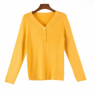 Buy yellow Plus Size Knit V-Neck Sweater