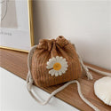 Woven Straw Drawstring Floral Crossbody Bag