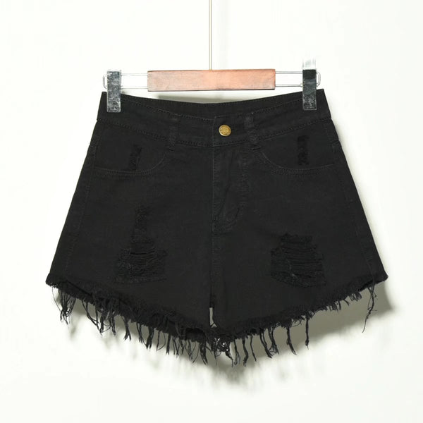 Ripped Denim Frayed Shorts