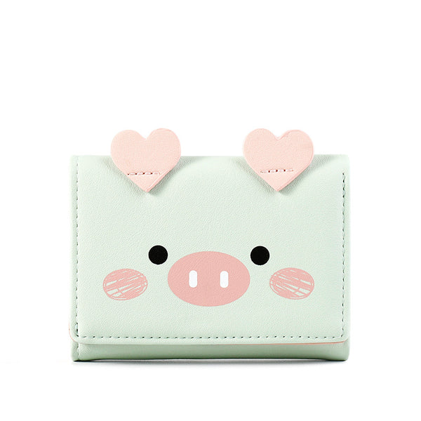 Women Short Three-Fold Cartoon Pig Wallet