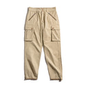 Men Retro Khaki Zipper Pocket Pants