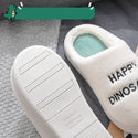 Dinosaur Patterned Plush Slip-on Comfort Slippers