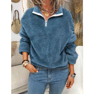 Buy light-blue Velvet Double-Sided Fleece Sweater