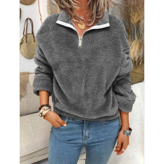 Buy gray Velvet Double-Sided Fleece Sweater