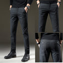 Men Trendy Stretch Dark Plaid Pants