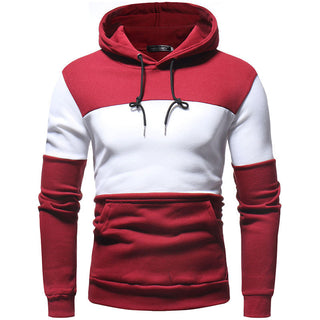 Buy red Men Splicing Collision Color Hoodie