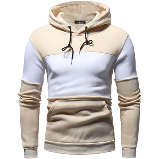 Buy khaki Men Splicing Collision Color Hoodie