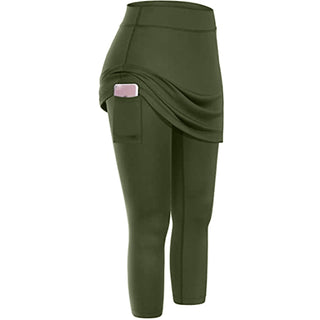 Buy green Modest Skirted Elastic Leggings with Pockets