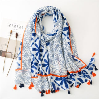 Buy blue Women Floral Neck Scarves