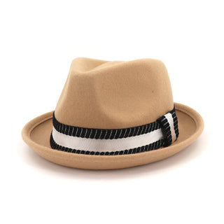 Men Pure Wool Top Belted Jazz Hat