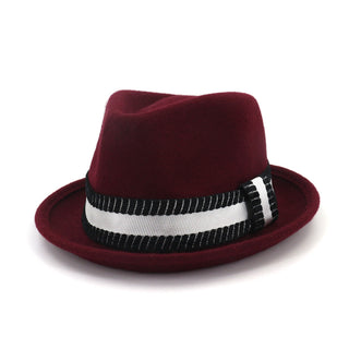 Men Pure Wool Top Belted Jazz Hat