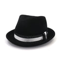 Men Pure Wool Top Belted Jazz Hat