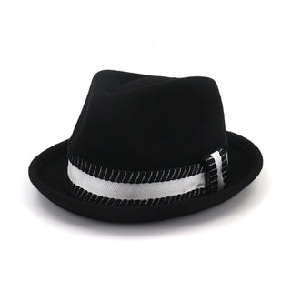 Buy black Men Pure Wool Top Belted Jazz Hat