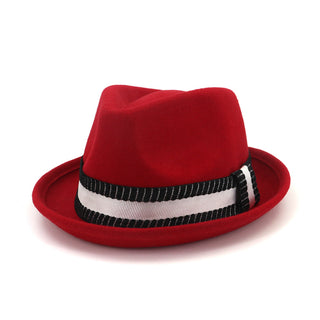 Buy red Men Pure Wool Top Belted Jazz Hat