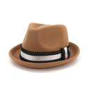 Men Pure Wool Top Belted Jazz Hat