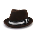 Men Pure Wool Top Belted Jazz Hat