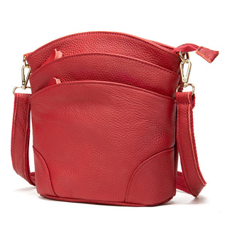 Buy red First Layer Cowhide Retro Leather Crossbody Bag