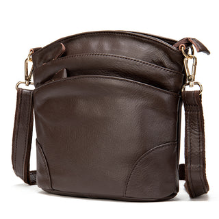 Buy dark-brown First Layer Cowhide Retro Leather Crossbody Bag