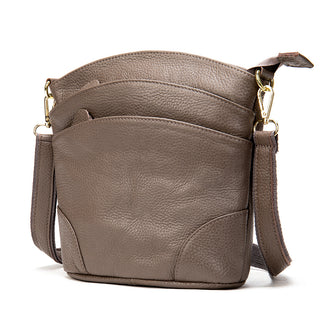 Buy gray First Layer Cowhide Retro Leather Crossbody Bag