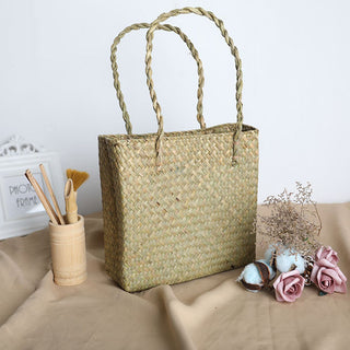 Women Rattan Woven Straw Bag