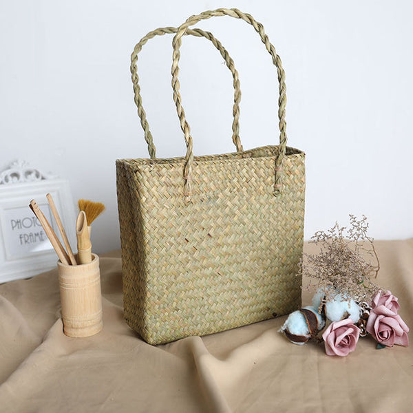 Women Rattan Woven Straw Bag