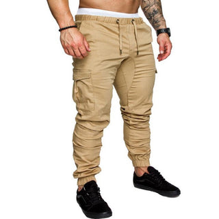 Buy khaki Men&#39;s Woven Fabric Casual Drawstring Pants