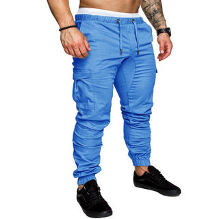 Buy blue Men&#39;s Woven Fabric Casual Drawstring Pants