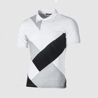 Buy white Men Cotton Geometric Patterned Polo Shirt