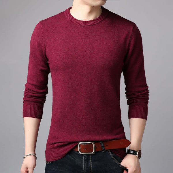 Men Thin Slim Round Neck Sweater