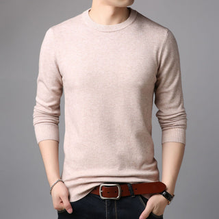 Buy khaki Men Thin Slim Round Neck Sweater