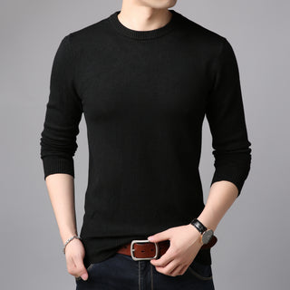 Buy black Men Thin Slim Round Neck Sweater