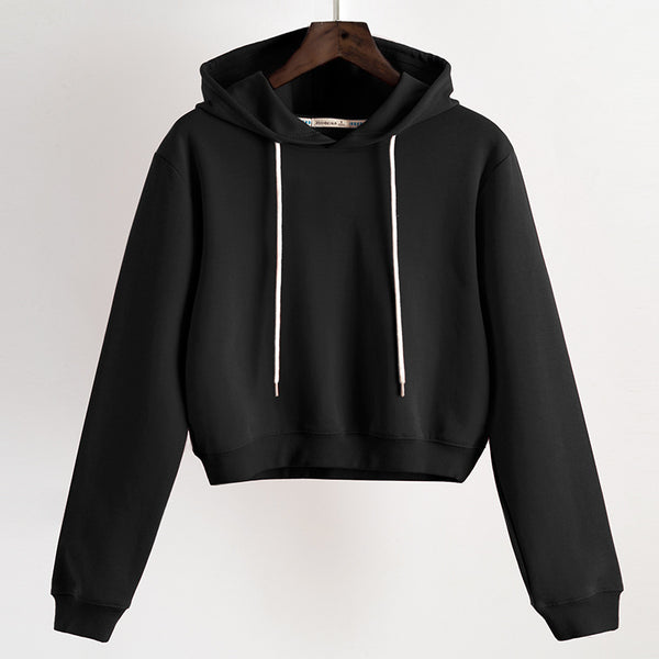 Cropped Plus Velvet High Waist Hoodie