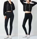 Cropped Plus Velvet High Waist Hoodie