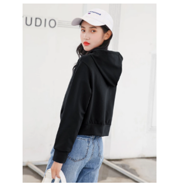 Cropped Plus Velvet High Waist Hoodie