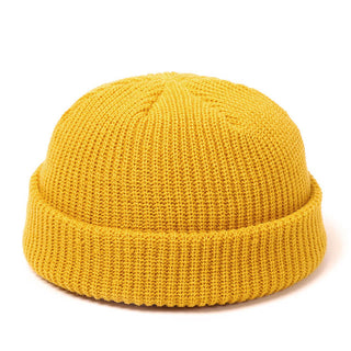 Buy yellow Men Knitted Beret Beanie Multi Colored Hats